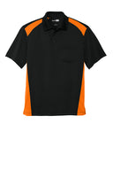 Black and orange polo shirt on a white background