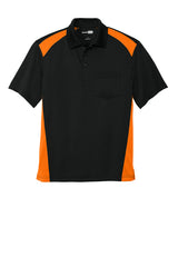 Black and orange polo shirt on a white background