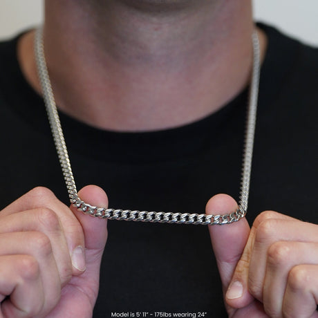 6mm Cuban Link Chain Necklace - Stainless Steel - Pro Game Sports