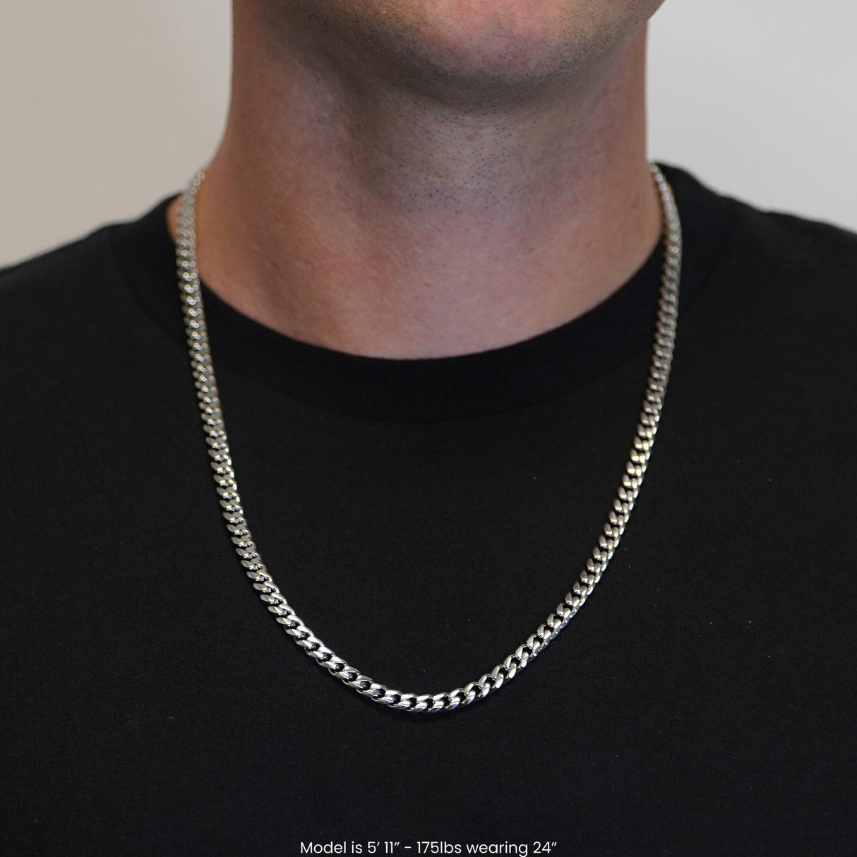 6mm Cuban Link Chain Necklace - Stainless Steel - Pro Game Sports