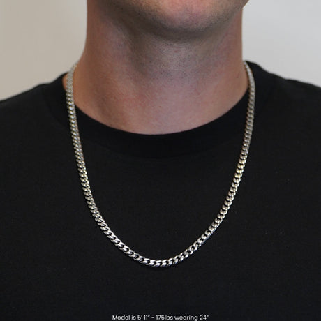 6mm Cuban Link Chain Necklace - Stainless Steel - Pro Game Sports