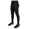 Black softball pants with black leggings and cleats on a white background
