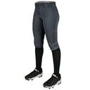 Graphite softball pants with black leggings and cleats on a white background