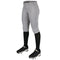 Gray softball pants with black leggings and shoes on a white background