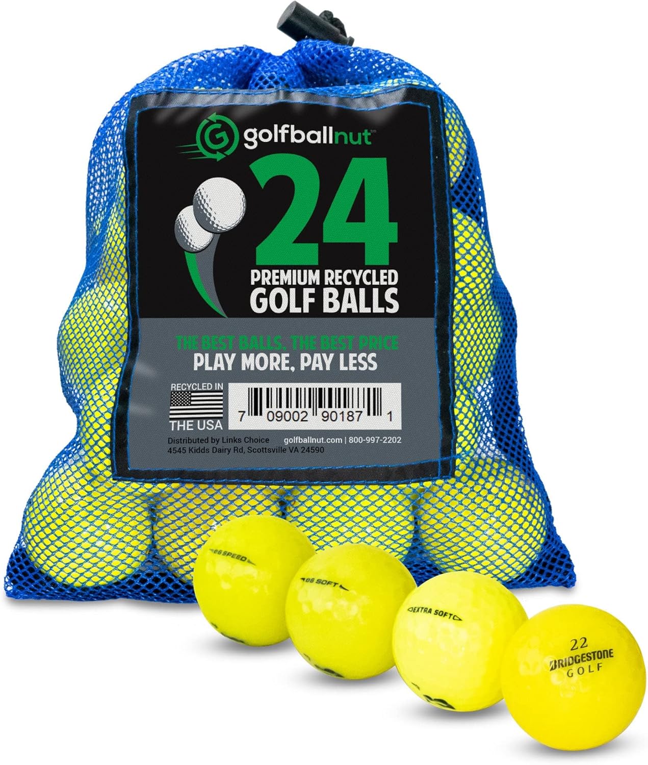 Used Bridgestone Yellow Mix Golf Balls - Bulk Mesh Bags