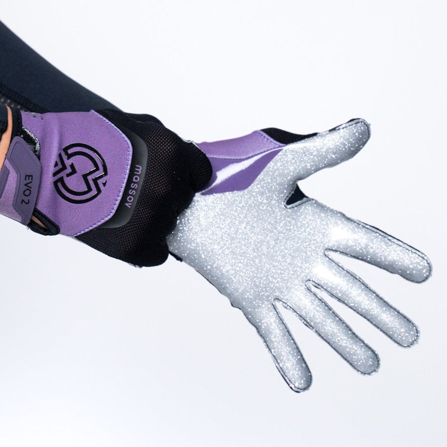 Purple & Silver EVO2 Football Gloves