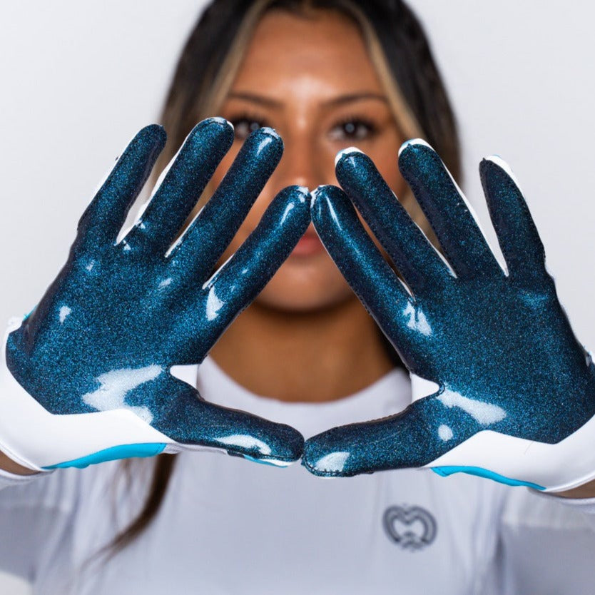 Blue Iridescent EVO2 Football Gloves