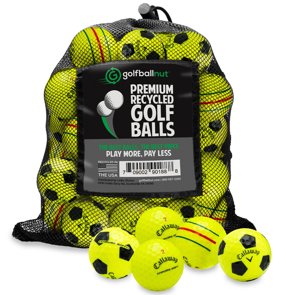 Recycled Mix Yellow Callaway Graphic Balls –  48 Count