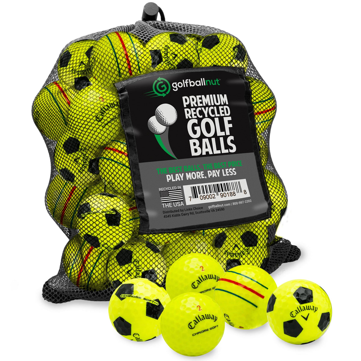Recycled Mix Yellow Callaway Graphic Balls –  48 Count