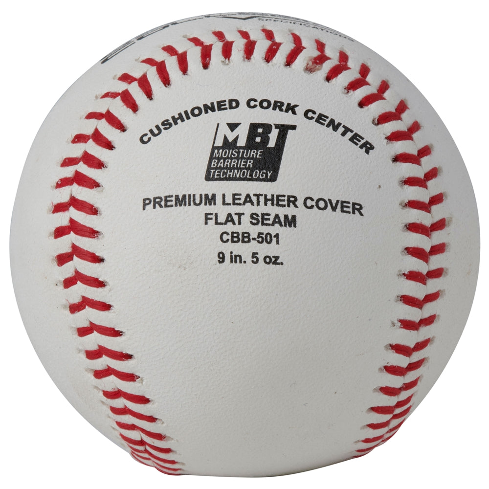 Collegiate Specification Baseballs - Full Grain Leather Cover - Flat Seam
