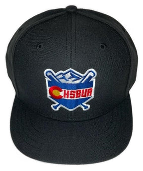 [CHSBUA] Fitted Baseball 4-Stitch Black Hat - Colorado High School Baseball Umpire Association - Pro Game Sports