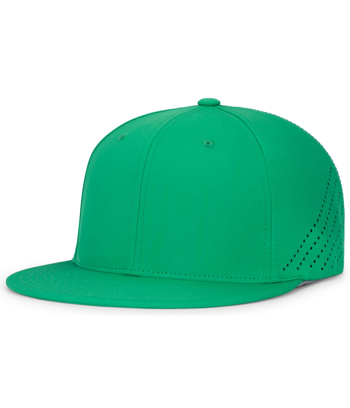 A kelly green Pacific Headwear baseball cap with a flat round bill and perforated side panels.
