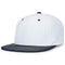 A white and black Pacific Headwear baseball cap with a flat round bill and perforated side panels.