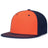 A orange and navy Pacific Headwear baseball cap with a flat round bill and perforated side panels.
