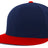 Navy blue and red baseball cap on a white background