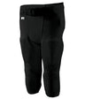 Black football pants with knee pads on a white background