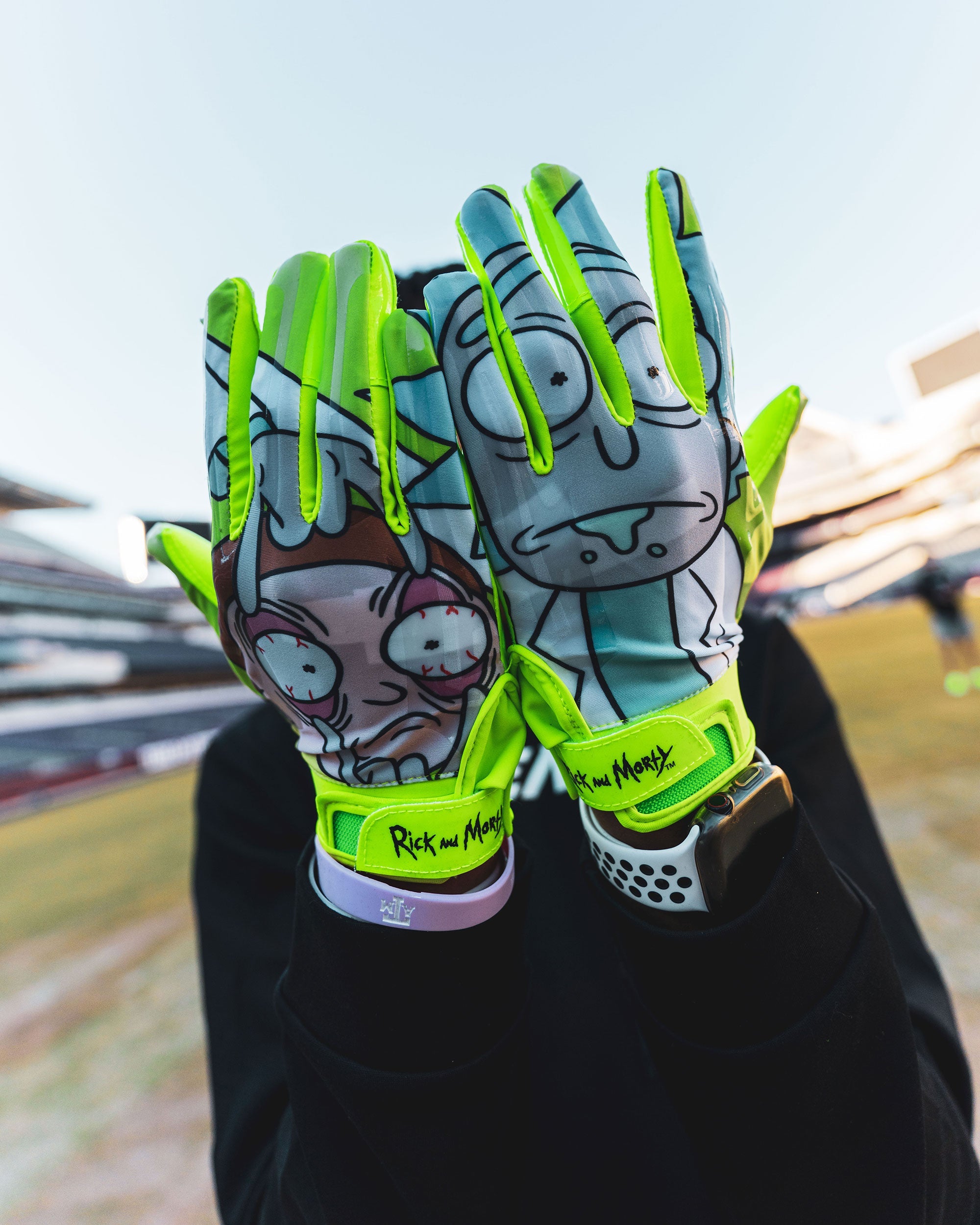 Rick and Morty Football Gloves - VPS1 by Phenom Elite