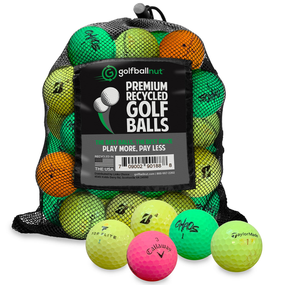 Used Golf Ball Starter Bundle - Assorted Models | Includes 100 Pride Professional Wooden Tees, Ball Brush and Reusable Mesh Bag - 24 Count