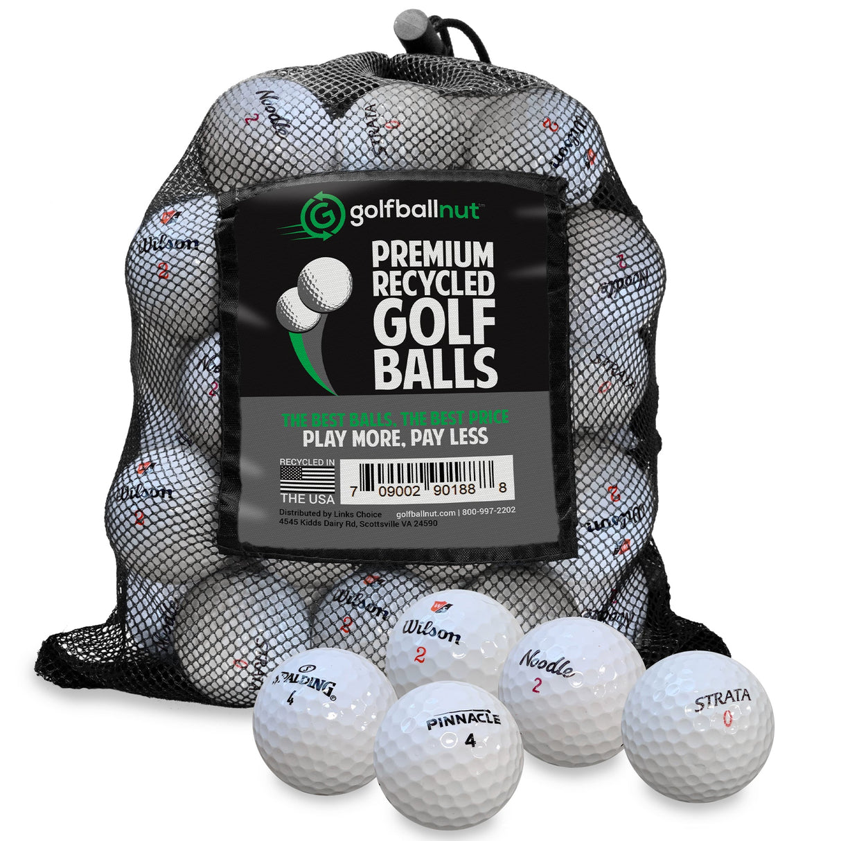 Used Golf Ball Starter Bundle - Assorted Models | Includes 100 Pride Professional Wooden Tees, Ball Brush and Reusable Mesh Bag - 24 Count