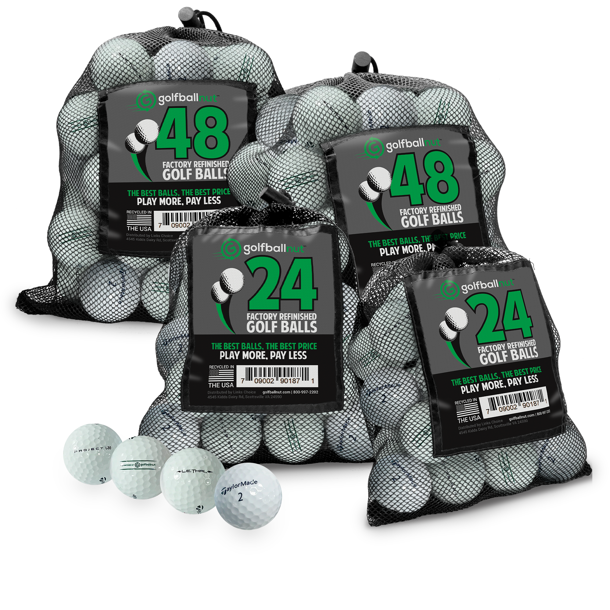 Factory Refinished Taylormade Tour Mix Golf Balls - Bulk Mesh Bags