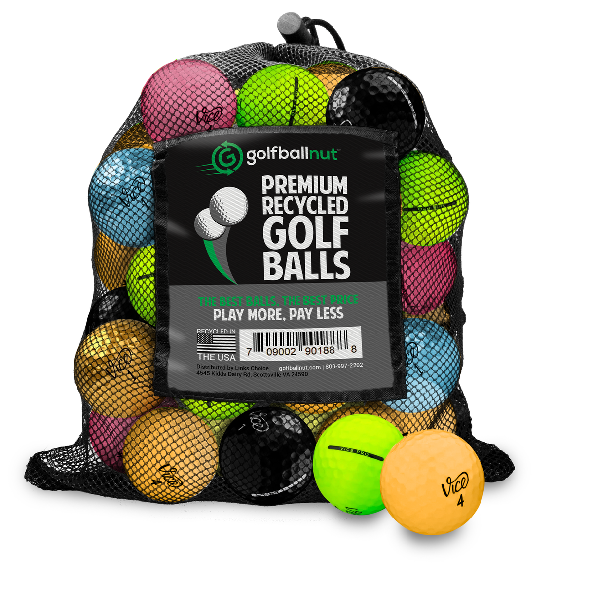 Used Vice Color Mix Golf Balls - Mesh Bag