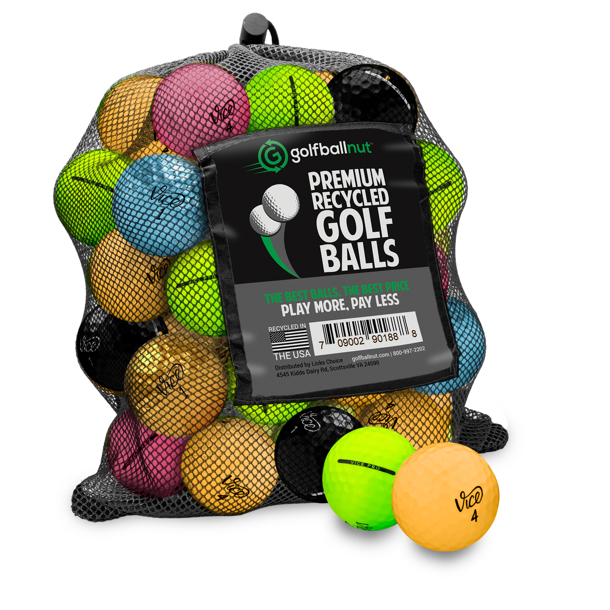 Used Vice Color Mix Golf Balls - Mesh Bag