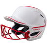 White softball helmet with red face guard and 'Champro' branding on a white background