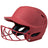 Red softball helmet with face mask on a white background