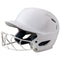 White softball helmet with face guard on a white background