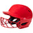 Red softball helmet with face guard on a white background