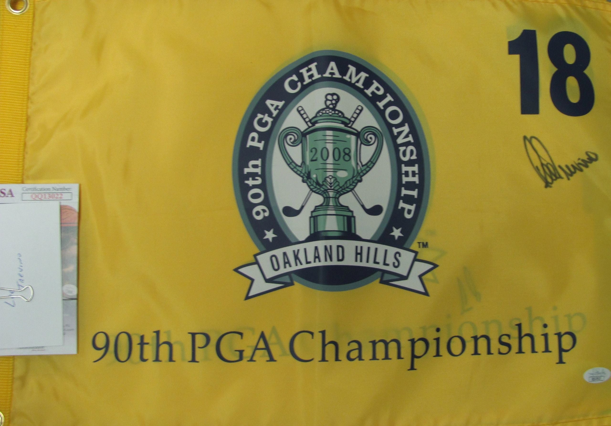Lee Trevino Autographed 90th PGA Championship Golf Flag (2008) Oakland Hills 18th Hole - W JSA/ Coa