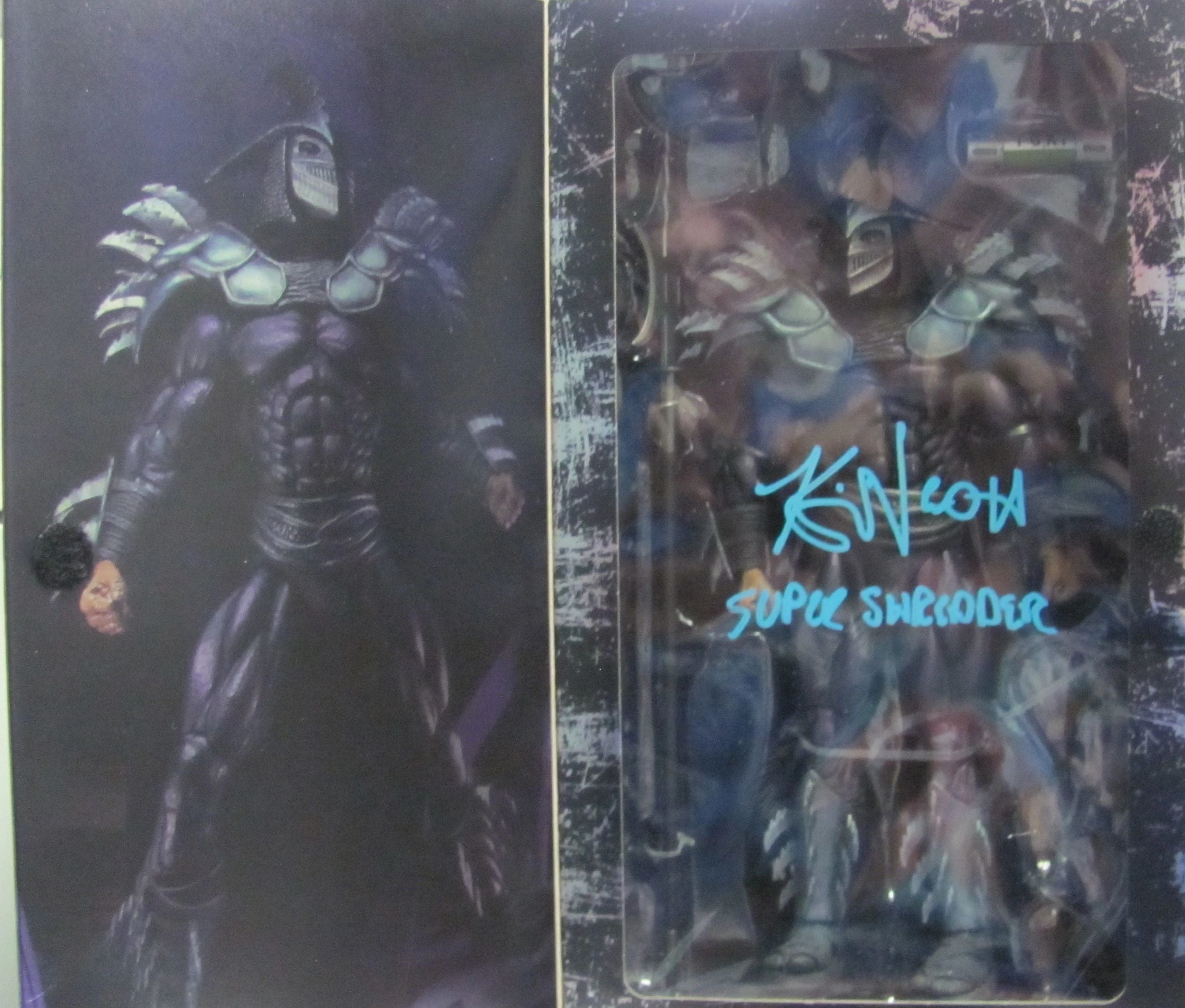 NECA Super Shredder shadow master Ninja Turtles Kevin Nash SIGNED INSCRIBED BLUE PEN