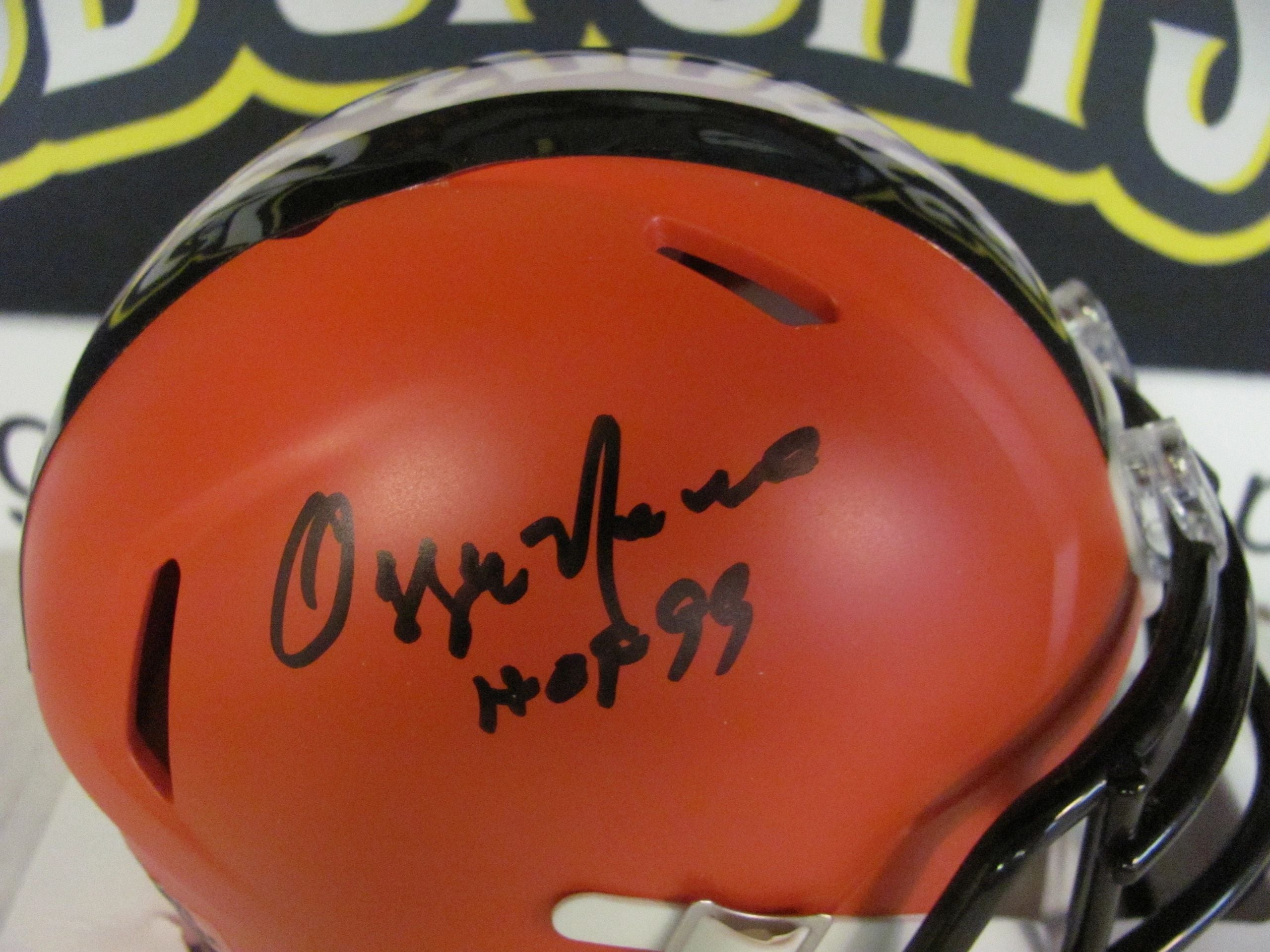Cleveland Brown HOF Ozzie Newsome Autographed Throwback Mini Helmet Tristar