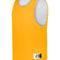 Yellow pinnie with white mesh back on a white background