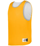 Yellow pinnie with white mesh back on a white background