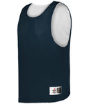 Navy blue mesh pinnie with white accents on a white background