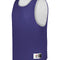 Purple pinnie with white mesh back on a white background