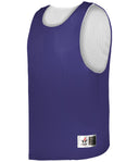 Purple pinnie with white mesh back on a white background