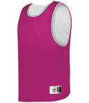 Purple mesh sports vest with a white label on a white background