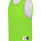 Green mesh sports vest with a brand label on a white background