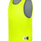 Yellow pinnie with gray mesh back on a white background