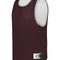 Maroon reversible pinnie with white mesh on a white background