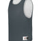 Gray pinnie with white mesh back on a white background