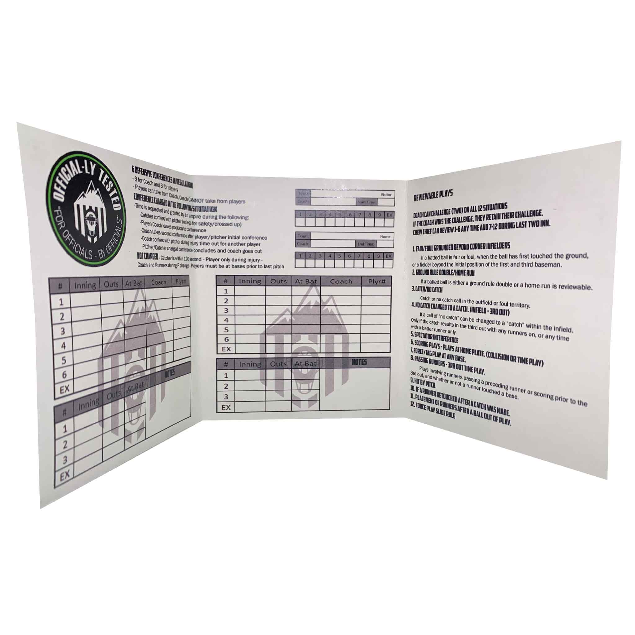 Out West Officials Game Card Tracker and Reference Guide™