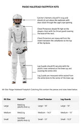 Diagram of a fastpitch catching kit with measurements and specifications.