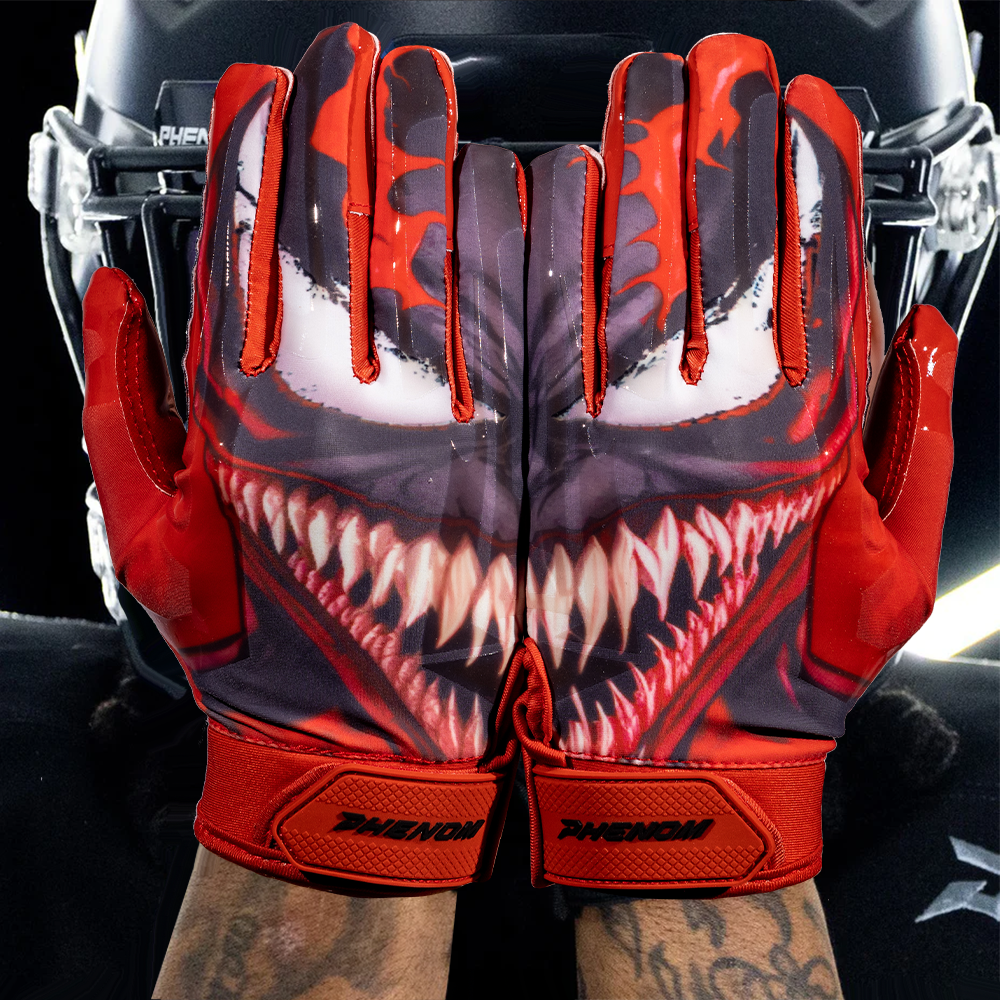 Red Villain Football Gloves - VPS1 by Phenom Elite