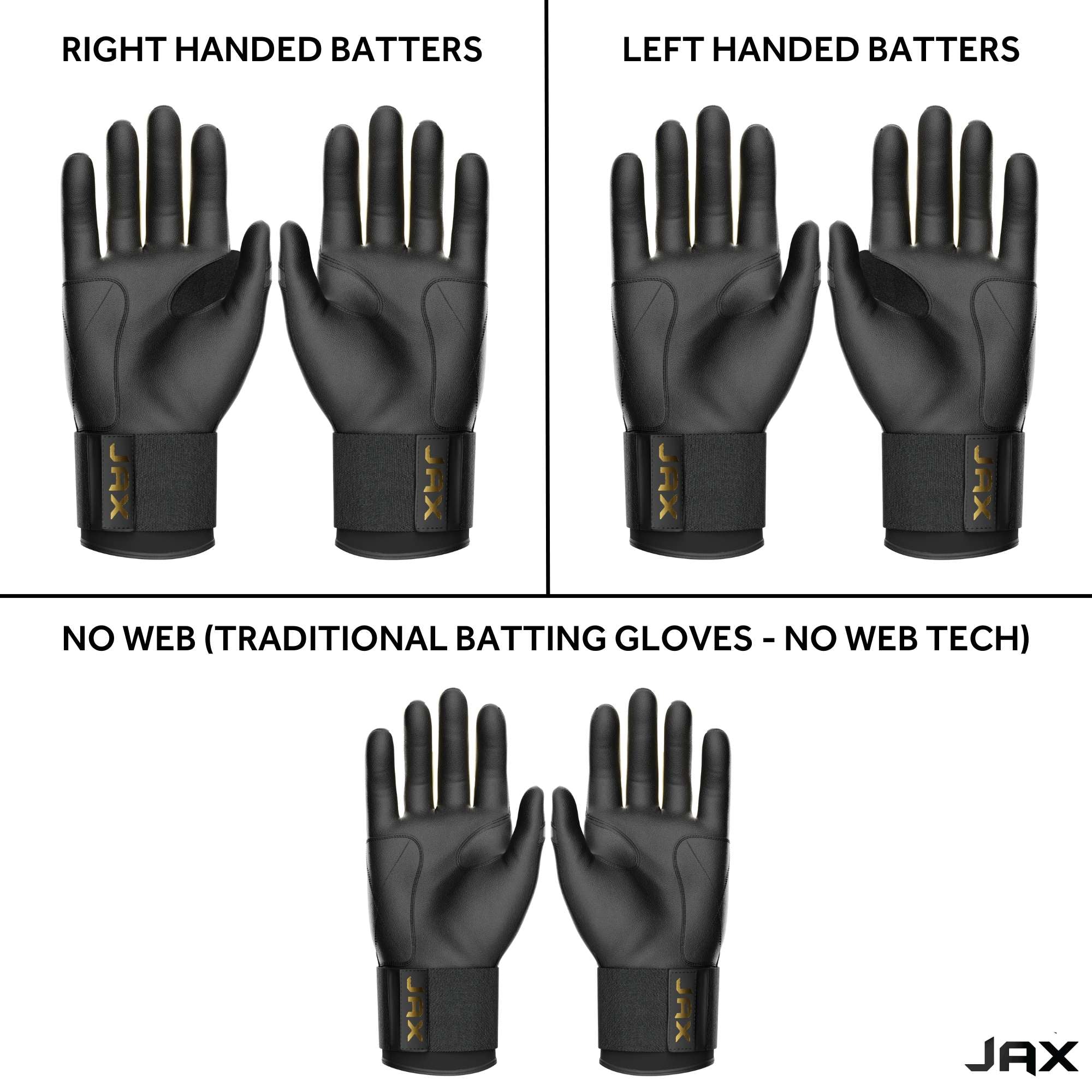 Jax Batting Gloves | Pure Gold | Strap Cuff