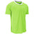 A bright lime green short-sleeve athletic t-shirt with white contrast stitching along the neckline and sides, displayed on a clean white background.