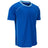 A royal blue short-sleeve athletic t-shirt with light blue trim on the crew neck and white piping details along the shoulders and sides, shown on a plain white background.