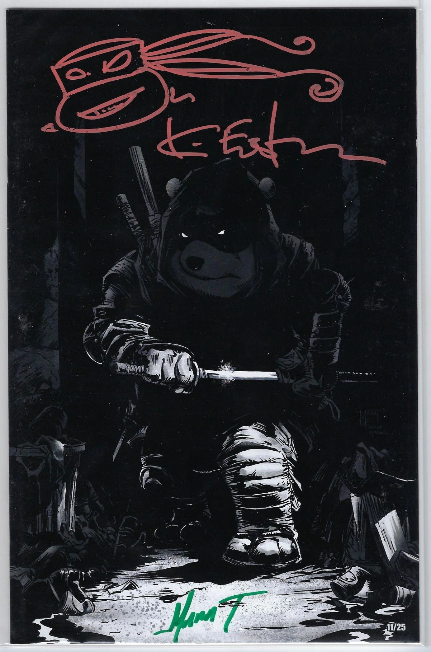 Do You Pooh TMNT The Last Ronin #2 VIRGIN COVER Sophie Campbell Homage SIGNED by Marat Mychaels & KEVIN EASTMAN /25 W/JSA COA
